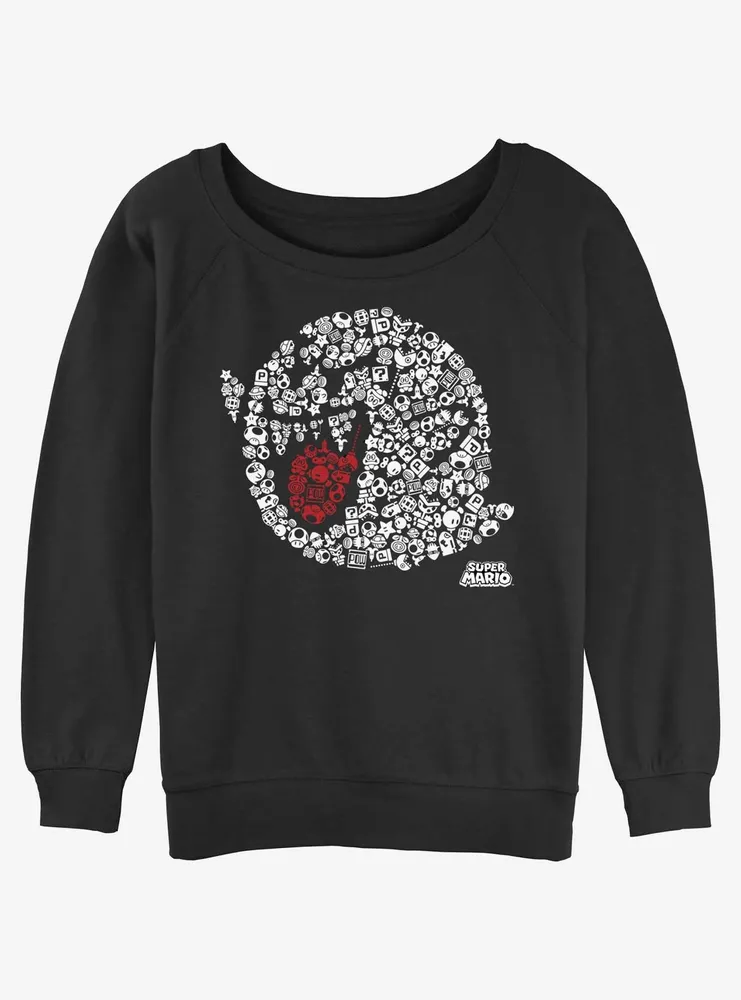 Nintendo Mario Boo Fill Womens Slouchy Sweatshirt
