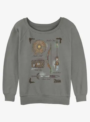 Nintendo The Legend of Zelda Inventory Womens Slouchy Sweatshirt