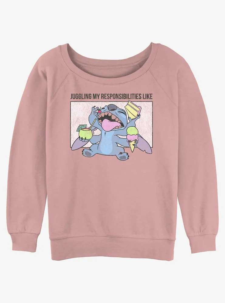 Disney Lilo & Stitch Juggling Responsibilities Womens Slouchy Sweatshirt