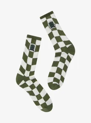 Harry Potter Slytherin Crest Checkered Crew Socks - BoxLunch Exclusive