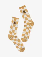 Harry Potter Hufflepuff Crest Checkered Crew Socks - BoxLunch Exclusive