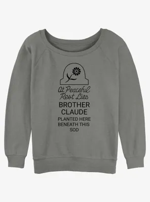 Disney Haunted Mansion Peaceful Rest Lies Brother Claude Womens Slouchy Sweatshirt