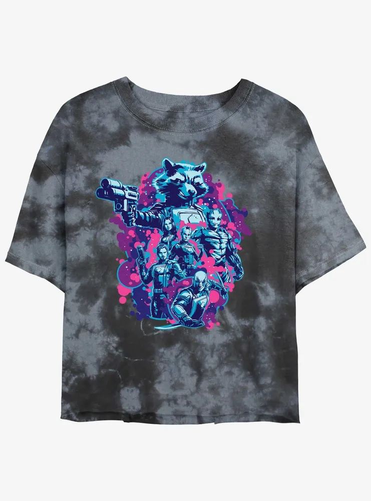 Marvel Guardians of the Galaxy Rocket's Crew Womens Tie-Dye Crop T-Shirt