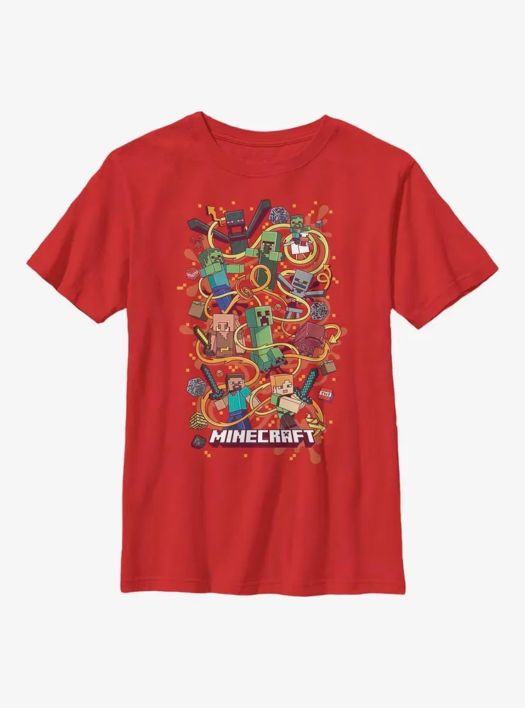 Minecraft Fun Arrow Composition Featuring Chicken Jockey Youth T-Shirt