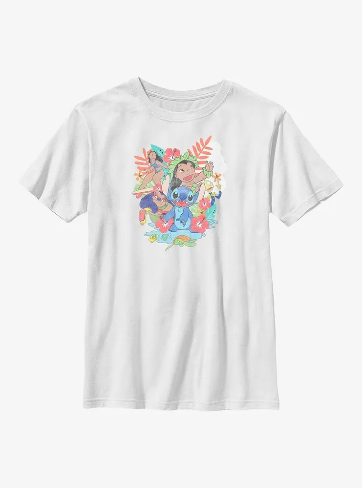 Disney Lilo & Stitch Floral Ohana Youth T-Shirt