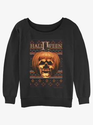 Halloween II Ugly Pumpkin Womens Slouchy Sweatshirt