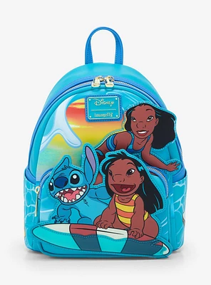 Loungefly Disney Lilo & Stitch Group Surfing Mini Backpack - BoxLunch Exclusive