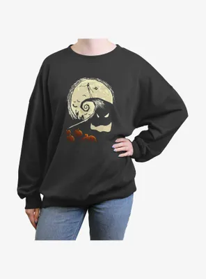 Disney The Nightmare Before Christmas Jack On Pumpkin Hill Womens Oversized Sweatshirt