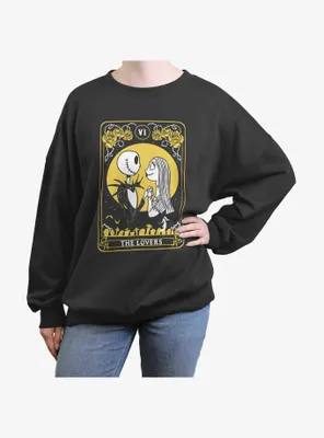Disney The Nightmare Before Christmas Jack and Sally Lovers Tarot Womens Oversized Sweatshirt