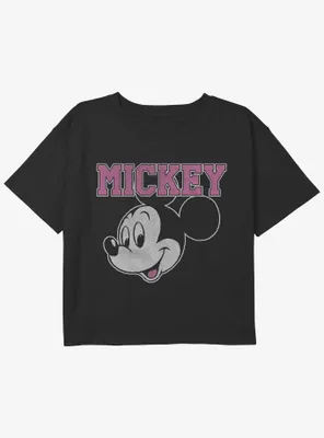 Disney Mickey Mouse Head Girls Youth Crop T-Shirt