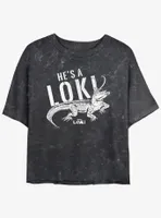 Marvel Loki Alligator He's A Womens Mineral Wash Crop T-Shirt