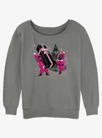 Squid Game Holiday Presents Pink Soldiers Womens Slouchy Sweatshirt