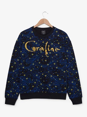 Coraline Stars and Buttons Allover Print Crewneck — BoxLunch Exclusive