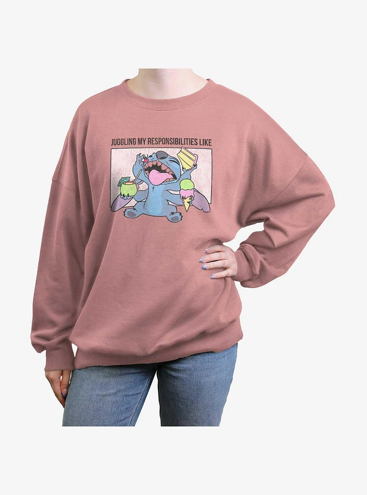 Disney Lilo & Stitch Juggling Responsibilities Womens Oversized Sweatshirt