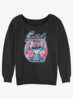 Disney Lilo & Stitch Brush Style Womens Slouchy Sweatshirt