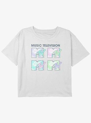 MTV Tie Dye Logo Grid Youth Girls Boxy Crop T-Shirt