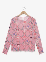 Sanrio Kuromi Mesh Layered Long Sleeve Women's Plus T Shirt — BoxLunch Exclusive