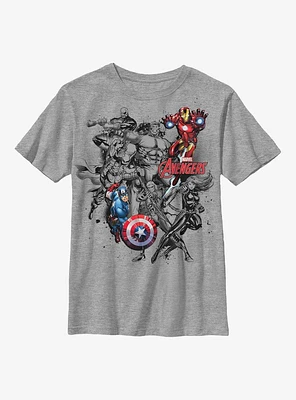 Marvel Avengers Battle Stance Collage Youth T-Shirt