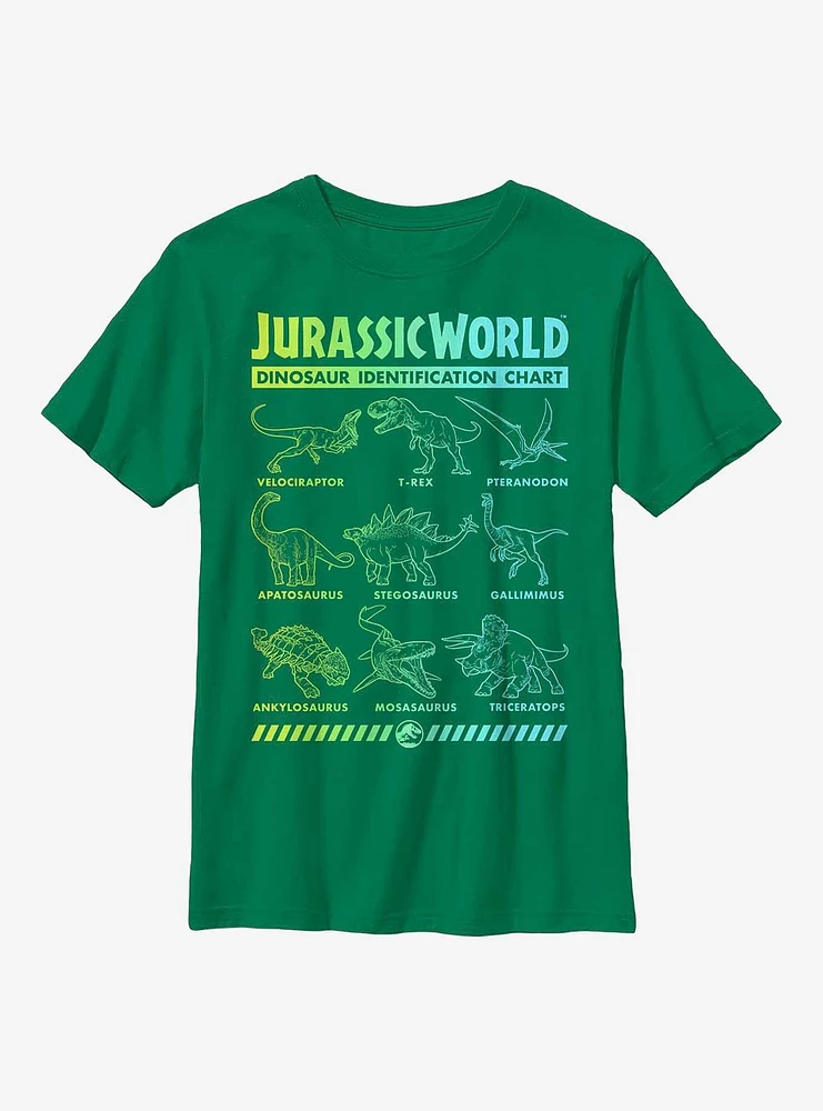 Jurassic Park Dinosaur Identification Chart Gradient Youth T-Shirt