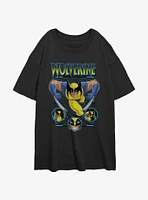 Wolverine Animated Attack Womens Oversized T-Shirt