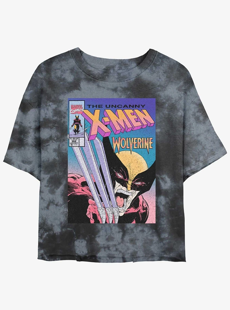 Wolverine The Uncanny X-Men Comic Cover Womens Tie-Dye Crop T-Shirt