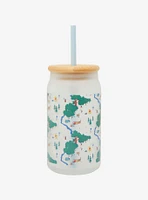 Disney Winnie the Pooh Hundred Acre Wood Map Frosted Glass Cup with Lid - BoxLunch Exclusive