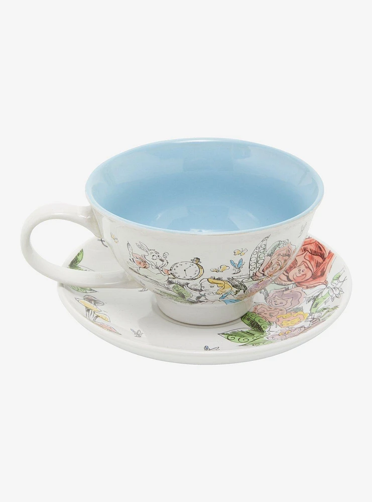 Disney Alice in Wonderland Garden Illustrated Tea Cup and Saucer