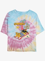 Garfield Cat On The Beach Womens Tie-Dye Crop T-Shirt