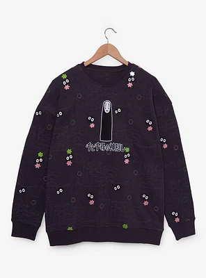 Her Universe Studio Ghibli® Spirited Away No-Face Embroidered Allover Print Crewneck — BoxLunch Exclusive