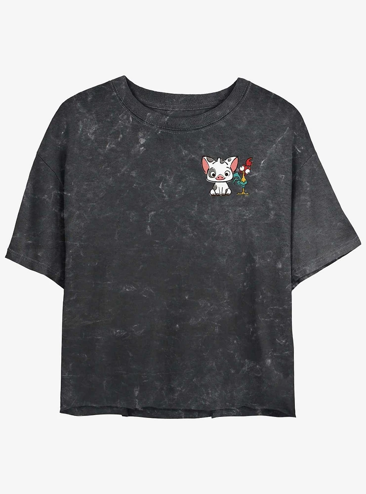 Disney Moana Pua and Hei Pals Pocket Womens Mineral Wash Crop T-Shirt