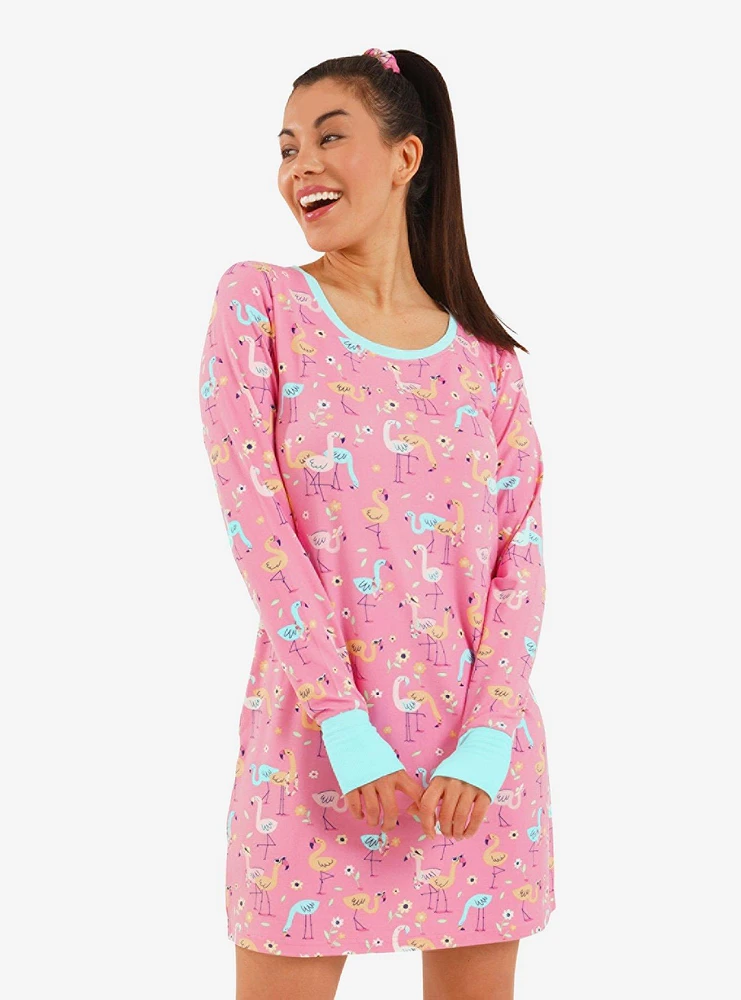 Dreaming of Flamingos Long Sleeve Nightshirt