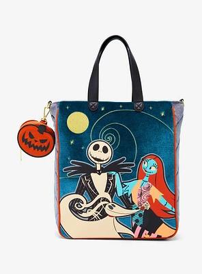 Loungefly Disney The Nightmare Before Christmas Jack & Sally Velvet Tote — BoxLunch Exclusive
