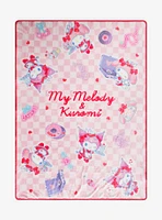 Sanrio My Melody and Kuromi Diner Icons Allover Print Fleece Throw