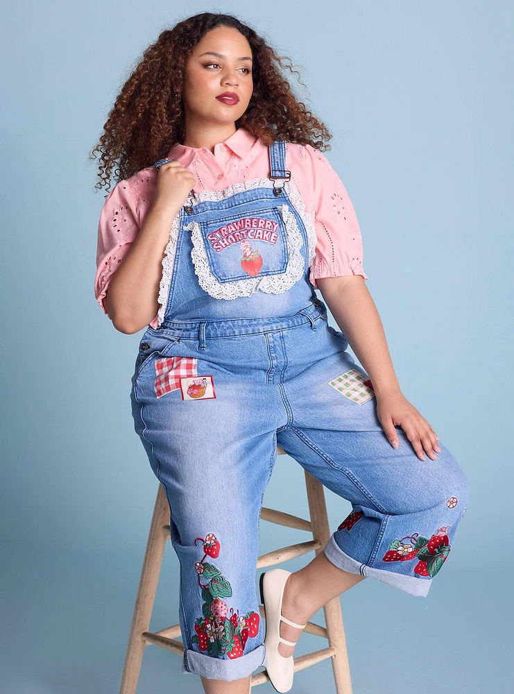 Strawberry Shortcake Embroidered Women's Plus Overalls — BoxLunch Exclusive
