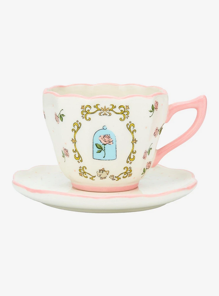 Disney Beauty and the Beast Enchanted Rose Teacup and Saucer — BoxLunch Exclusive