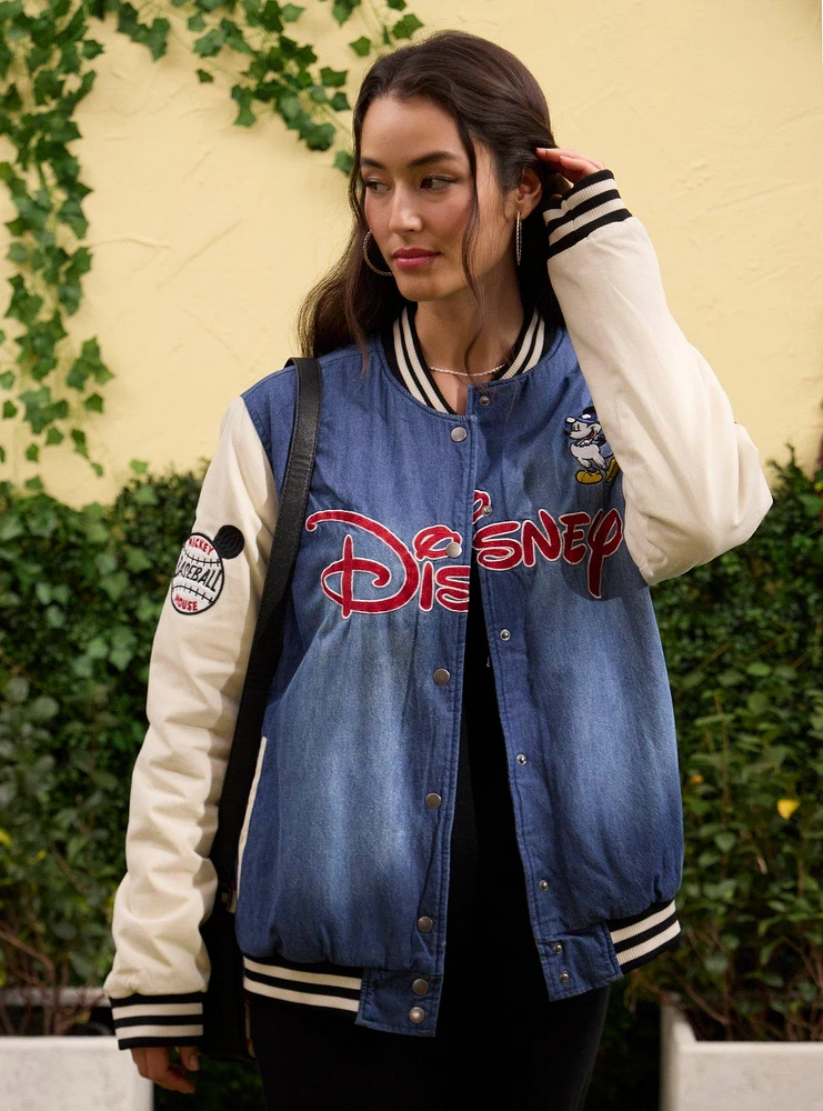 Disney Mickey Mouse Baseball Denim Bomber Jacket - BoxLunch Exclusive