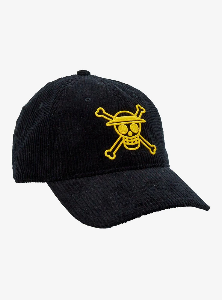 One Piece Straw Hat Crew Jolly Roger Corduroy Ball Cap - BoxLunch Exclusive