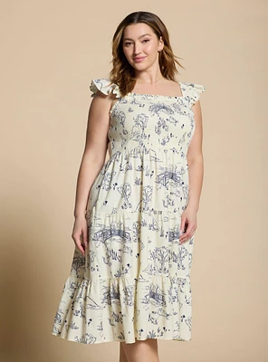 Disney Winnie the Pooh Hundred Acre Wood Smock Plus Midi Dress