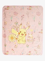 Pokémon Pikachu Floral Snacks Allover Print Fleece Throw - BoxLunch Exclusive