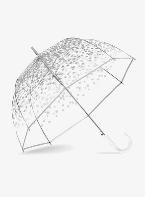 Bubble Stick Auto Open Silver Dots Umbrella