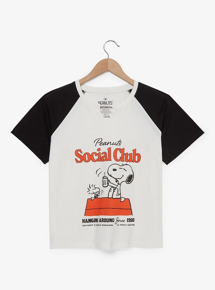 Peanuts Snoopy & Woodstock Social Club Women's Raglan Baby Tee - BoxLunch Exclusive