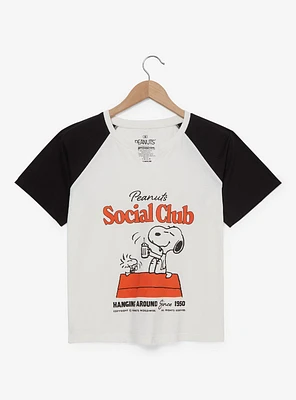 Peanuts Snoopy & Woodstock Social Club Women's Raglan Baby Tee - BoxLunch Exclusive