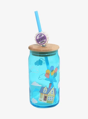 Disney Pixar Up Floating House Glass Tumbler with Straw Charm