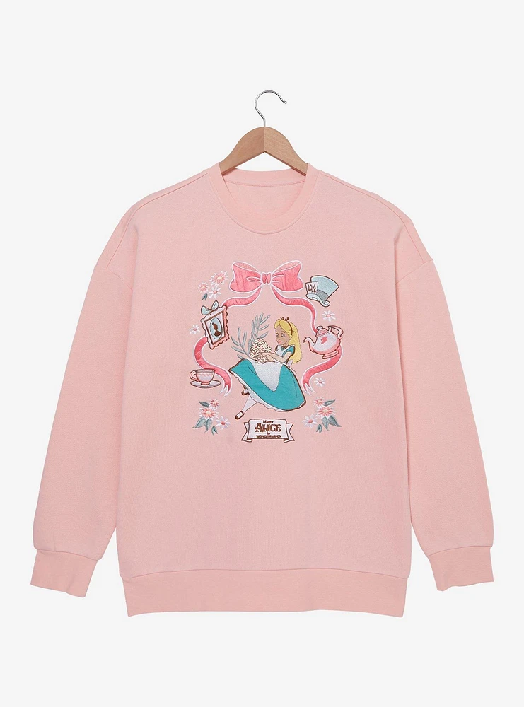 Our Universe Disney Alice Wonderland Icons Pink Crewneck
