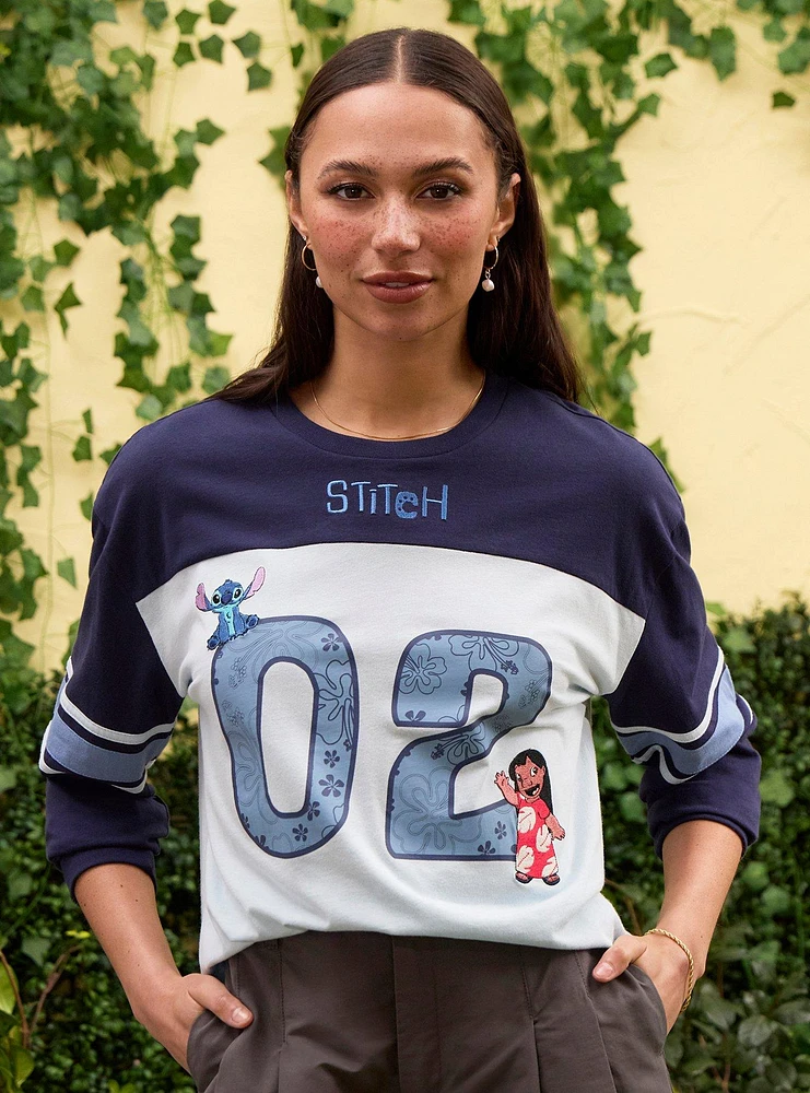 Disney Lilo & Stitch Women's Long Sleeve Football Jersey - BoxLunch Exclusive