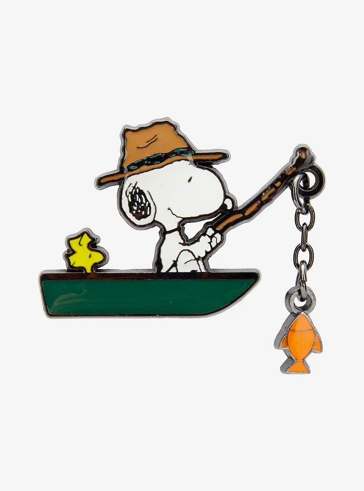 Loungefly Peanuts Snoopy Fishing Dangling Enamel Pin