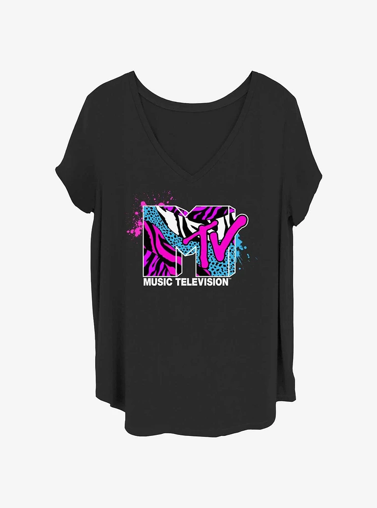 MTV Zebra Splatter Womens T-Shirt Plus