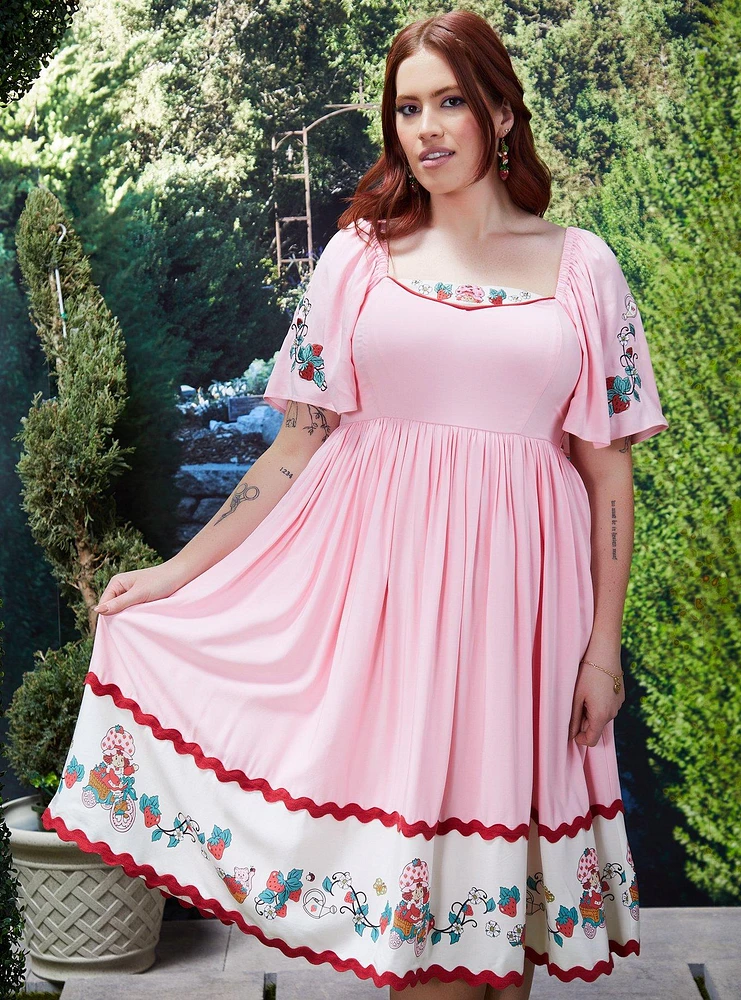 Strawberry Shortcake Embroidered Plus Midi Dress - BoxLunch Exclusive
