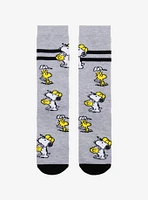 Peanuts Snoopy & Woodstock Baseball Allover Print Crew Socks - BoxLunch Exclusive