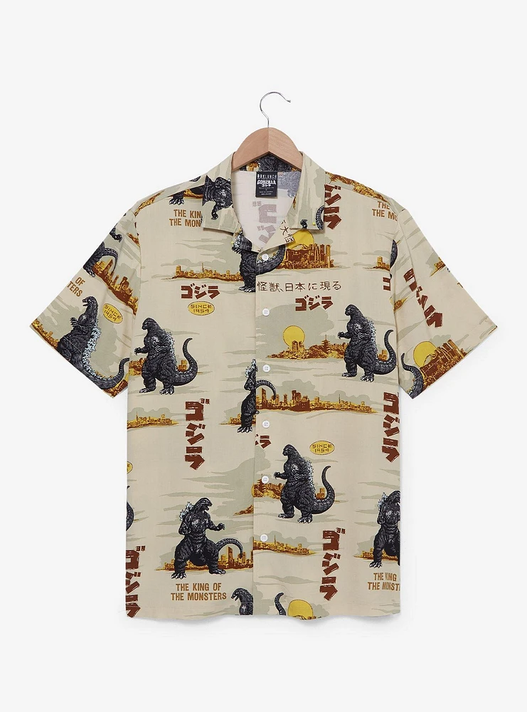 Godzilla City Skylines Allover Print Woven Button-Up - BoxLunch Exclusive